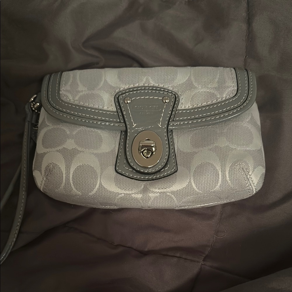 Gray Vintage Coach Wristlet Bag